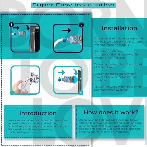 ORBON Washing Machine Filter for Hard Water | Hard Water Softener for Washing Machine | Washing Machine Tap Filter | Washing Machine Inlet Filter | with Teflon Tape for Leak-Proof Fitting | 1 Unit - Image 5