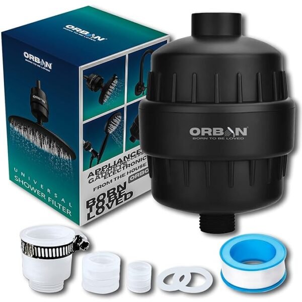 ORBON Shower Filter | Shower Filter for Hard Water | Hard Water Filter for Shower | Water Softener for Shower | With 15 Layers Filtration | With 3 In 1 Universal Filter Adapter & Teflon Tape | Black - Image 7