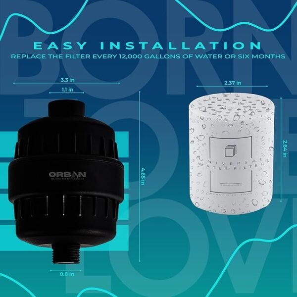ORBON Shower Filter | Shower Filter for Hard Water | Hard Water Filter for Shower | Water Softener for Shower | With 15 Layers Filtration | With 3 In 1 Universal Filter Adapter & Teflon Tape | Black - Image 6