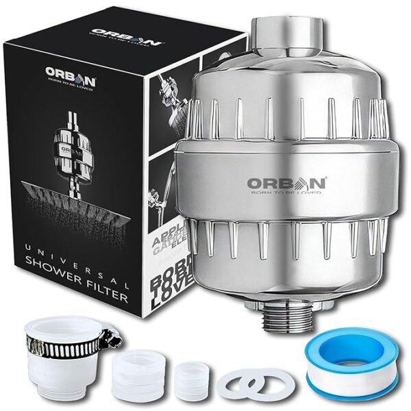 ORBON Shower Filter | Shower Filter for Hard Water | Hard Water Filter for Shower | Water Softener for Shower | With 15 Layers Filtration | With 3 In 1 Universal Filter Adapter & Teflon Tape | Chrome - Image 7