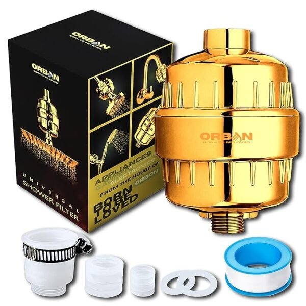 ORBON Shower Filter for Hard Water | Water Softener for Shower | Hard Water Filter for Shower | With 15 Layers Filtration | With 3 In 1 Universal Filter Adapter & Teflon Tape | Auspicious Golden - Image 7